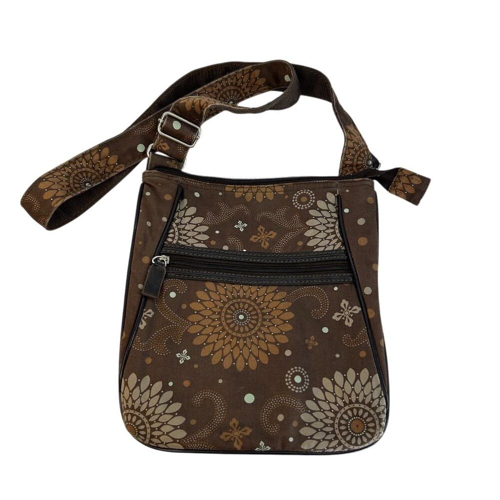 Thirty-One Women's Floral Crossbody Bag Brown Chocolate Blossom